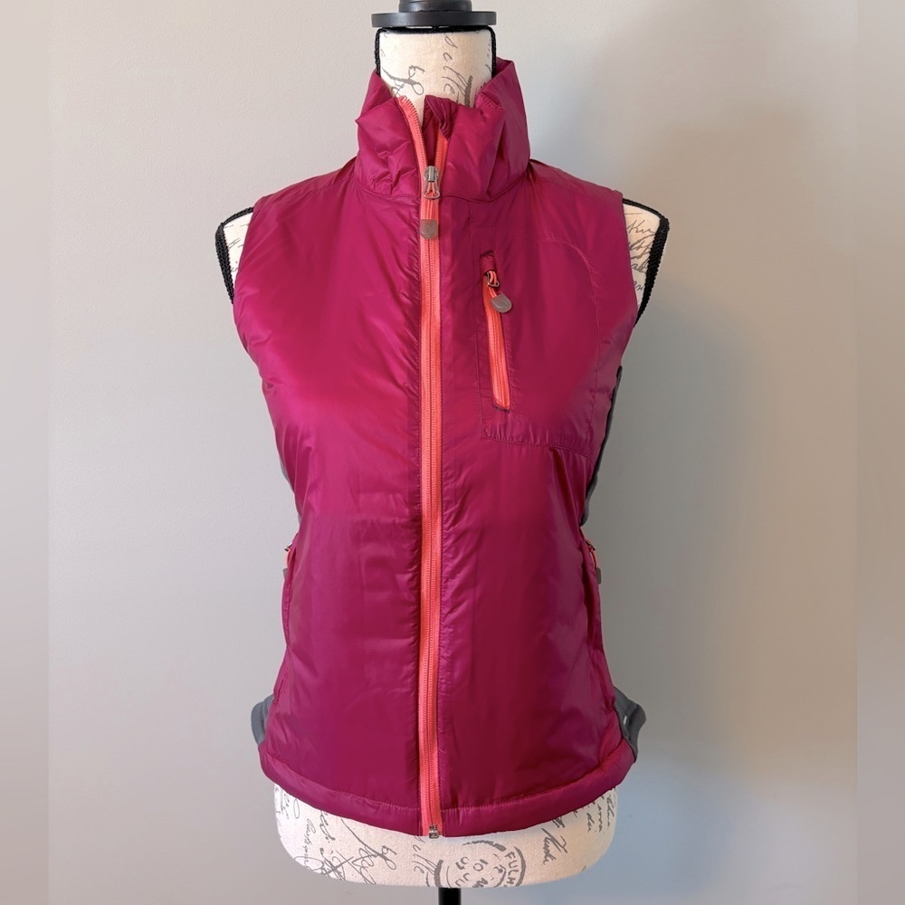 Land’s End Lightweight Puffer Vest Fuchsia Pink Orange Outdoor Hiking Running XS